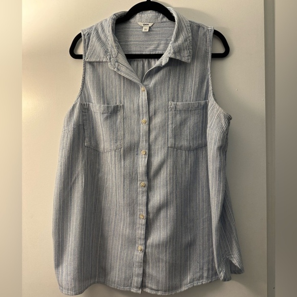 Sonoma Blue and White Striped Button Up Shirt XXL EUC